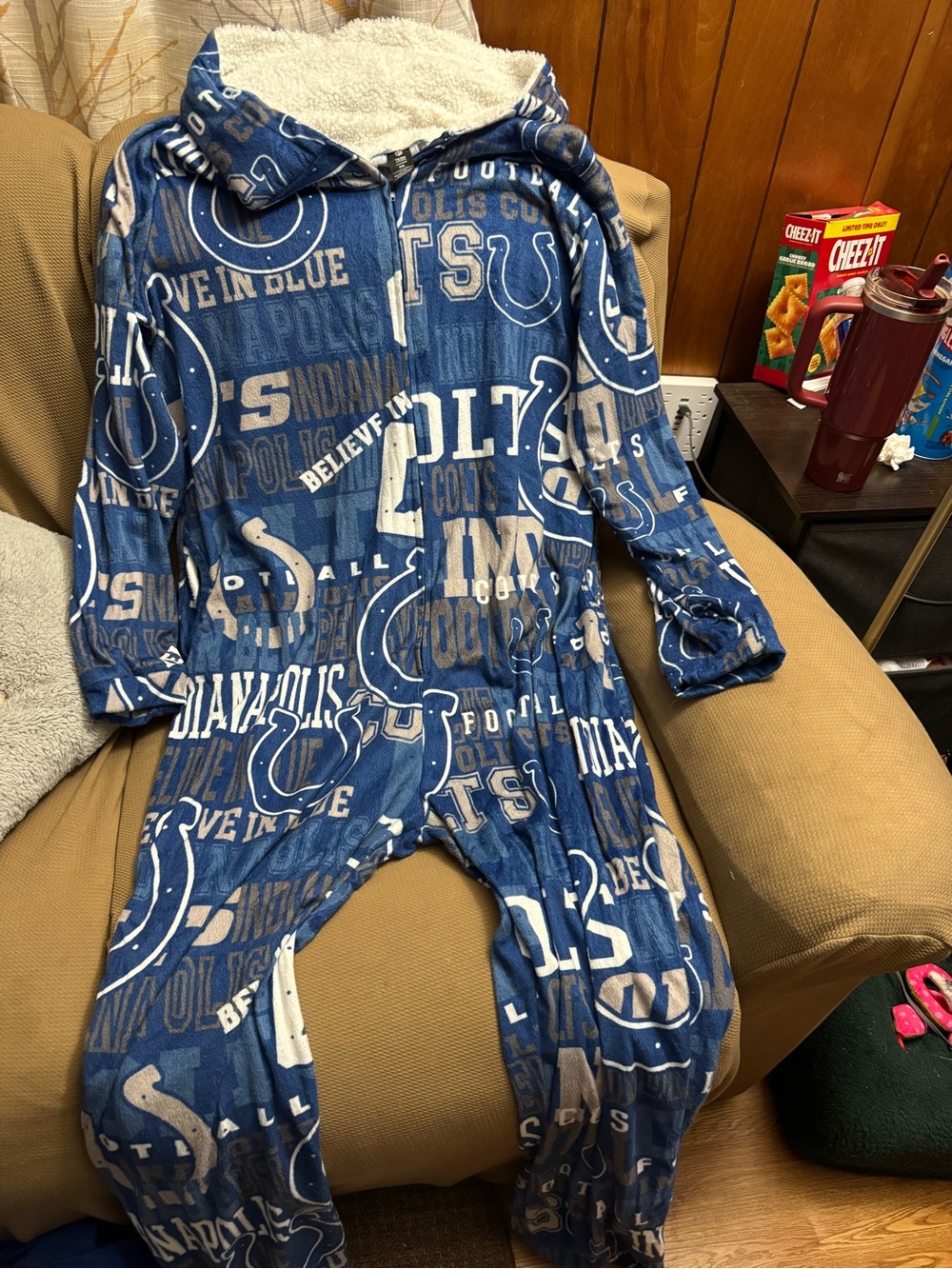 NFL Team Apparel Blue and White Fleece Onesie